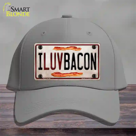 I Luv Bacon Novelty License Plate Hat Cotton / Gray