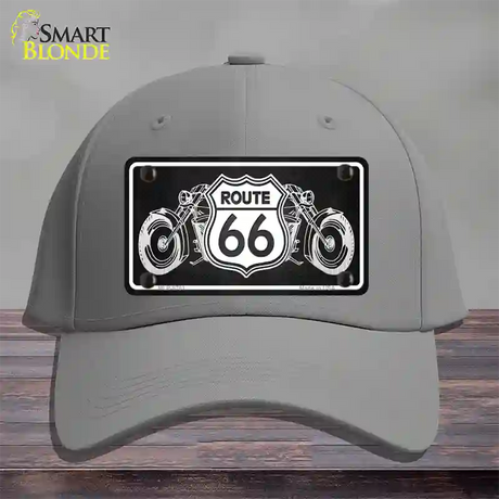 Route 66 With Bikes Novelty License Plate Hat Cotton / Gray