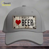 I Love Beer Novelty License Plate Hat Cotton / Gray