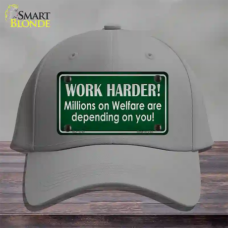 Work Harder Novelty License Plate Hat Cotton / Gray