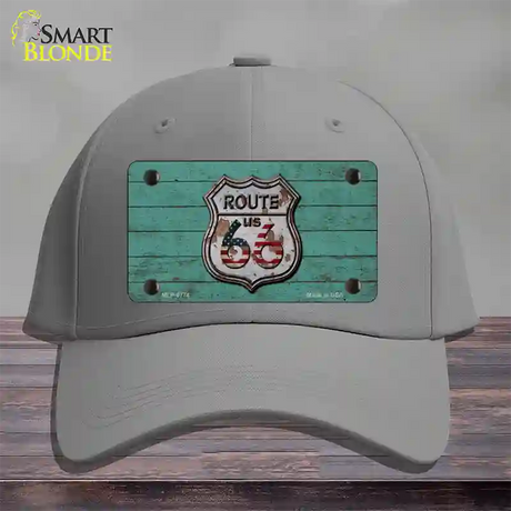 Route 66 Rusty On Wood Novelty License Plate Hat Cotton / Gray