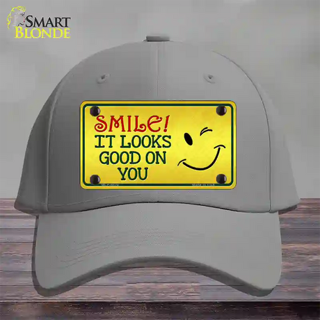 Smile Looks Good Novelty License Plate Hat Cotton / Gray