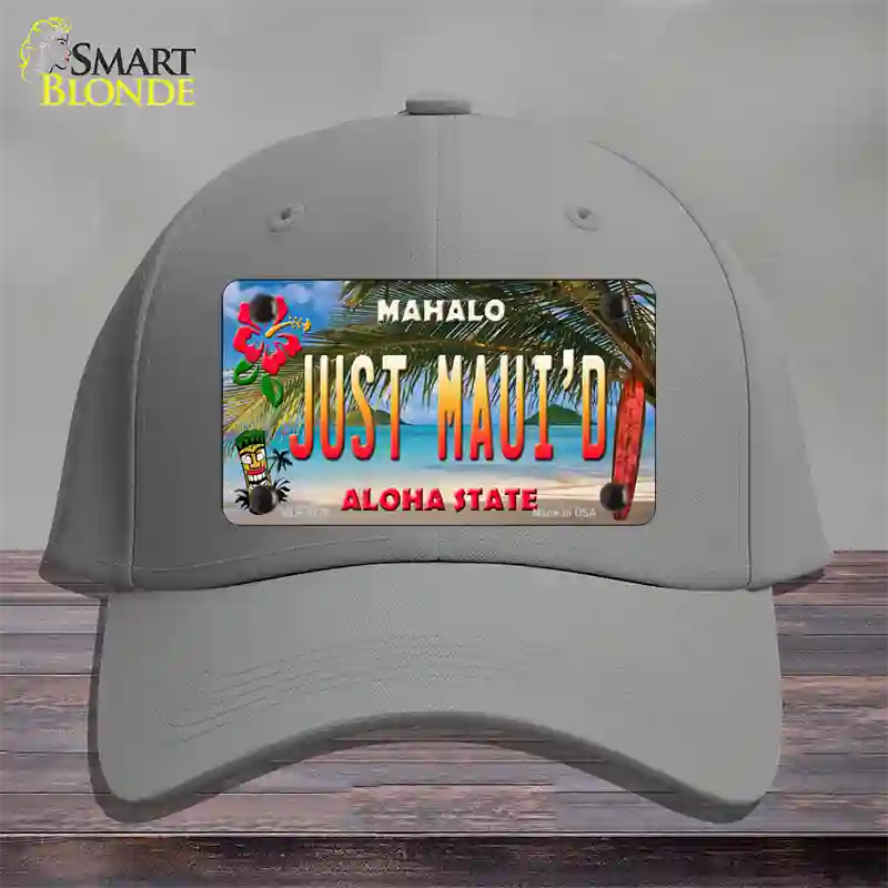 Just Mauid Tiki Hawaii Novelty License Plate Hat Cotton / Gray