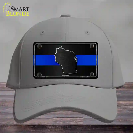 Wisconsin Thin Blue Line Novelty License Plate Hat Cotton / Gray