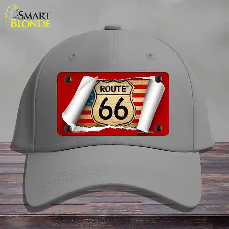 Route 66 Scroll Novelty License Plate Hat Cotton / Gray