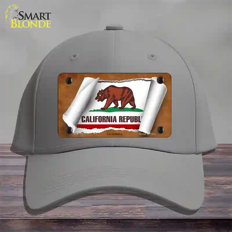 California Flag Scroll Novelty License Plate Hat Cotton / Gray