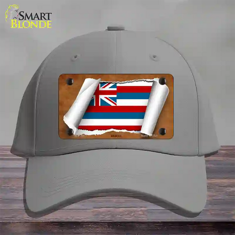 Hawaii Flag Scroll Novelty License Plate Hat Cotton / Gray