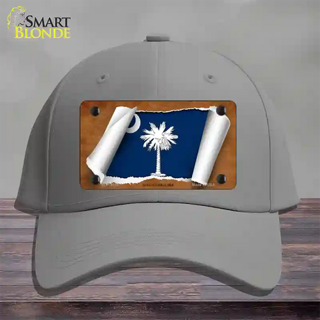 South Carolina Flag Scroll Novelty License Plate Hat Cotton / Gray