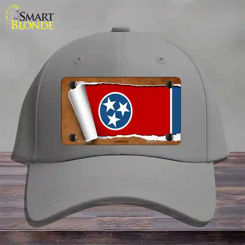 Tennessee Flag Scroll Novelty License Plate Hat Cotton / Gray