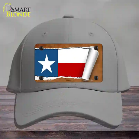 Texas Flag Scroll Novelty License Plate Hat Cotton / Gray