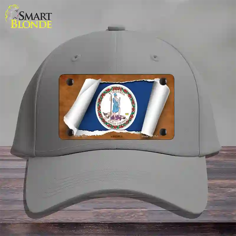 Virginia Flag Scroll Novelty License Plate Hat Cotton / Gray