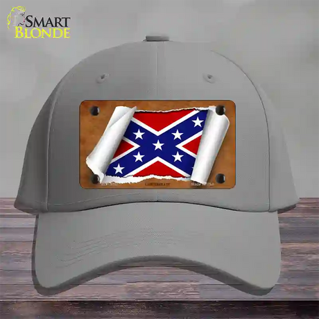 Confederate Flag Scroll Novelty License Plate Hat Cotton / Gray