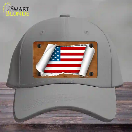 American Flag Scroll Novelty License Plate Hat Cotton / Gray