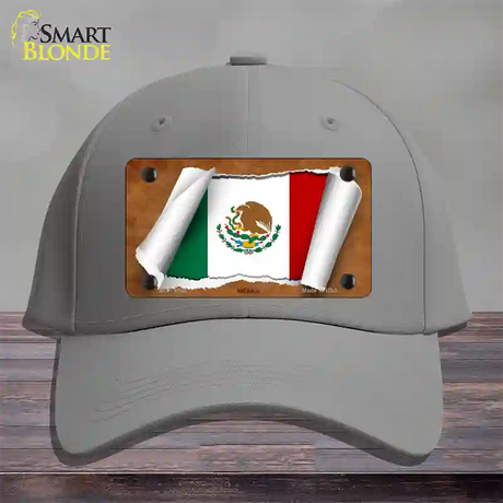 Mexico Flag Scroll Novelty License Plate Hat Cotton / Gray