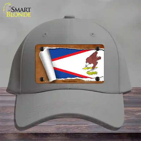 American Samoa Flag Scroll Novelty License Plate Hat Cotton / Gray