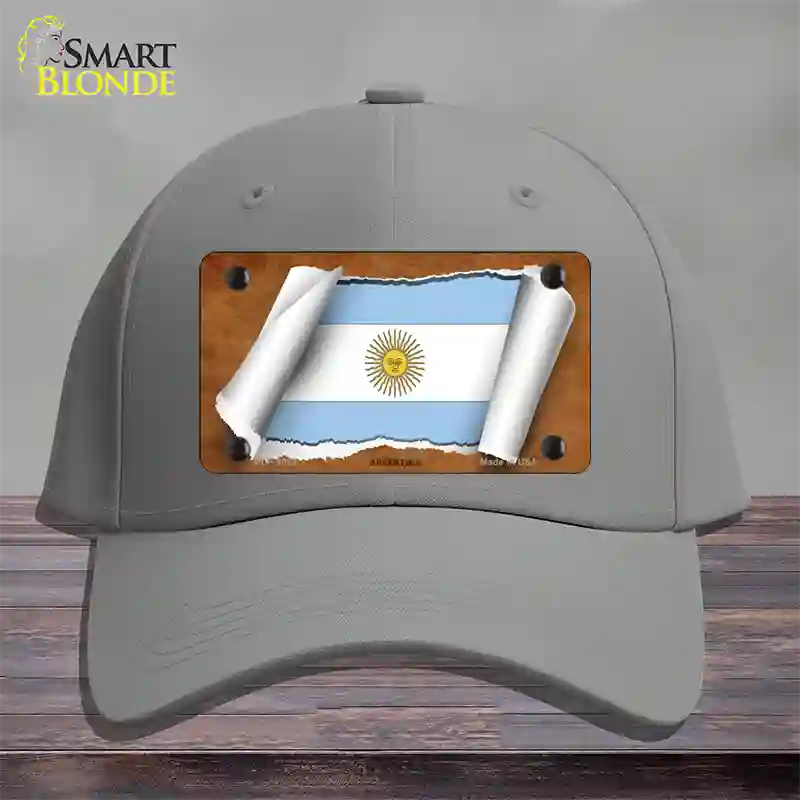 Argentina Flag Scroll Novelty License Plate Hat Cotton / Gray