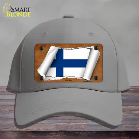 Finland Flag Scroll Novelty License Plate Hat Cotton / Gray