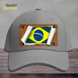 Brazil Flag Scroll Novelty License Plate Hat Cotton / Gray