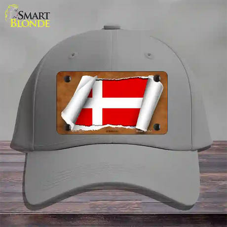 Denmark Flag Scroll Novelty License Plate Hat Cotton / Gray