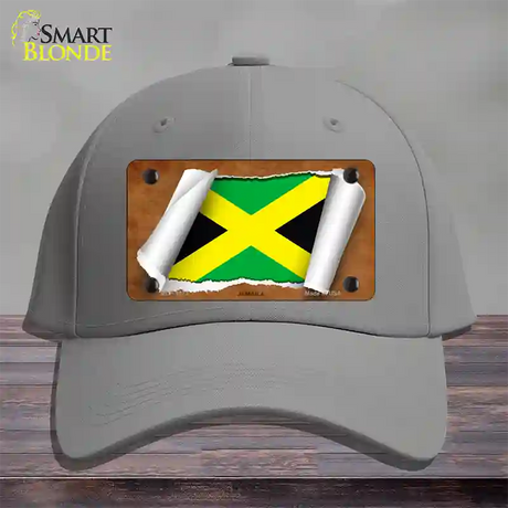 Jamaica Flag Scroll Novelty License Plate Hat Cotton / Gray