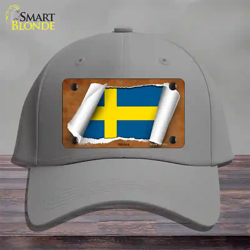 Sweden Flag Scroll Novelty License Plate Hat Cotton / Gray