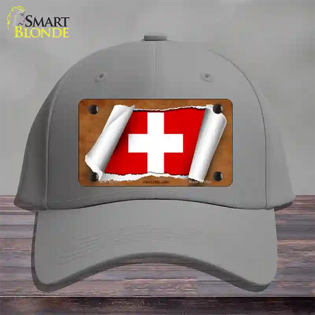 Switzerland Flag Scroll Novelty License Plate Hat Cotton / Gray