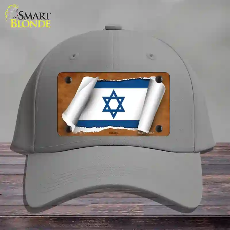 Israel Flag Scroll Novelty License Plate Hat Cotton / Gray