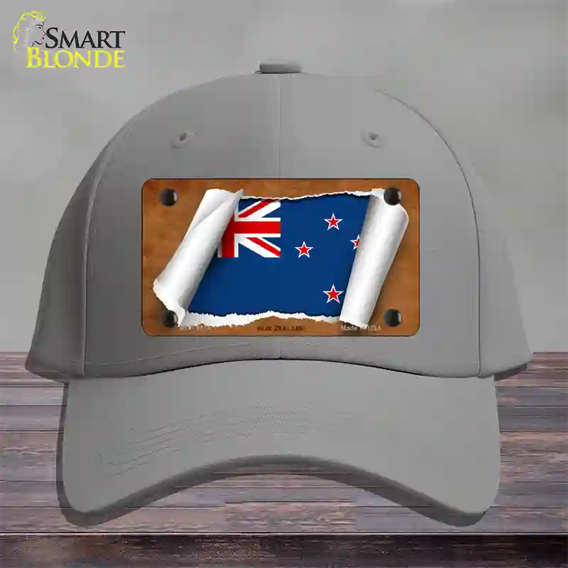 New Zealand Flag Scroll Novelty License Plate Hat Cotton / Gray