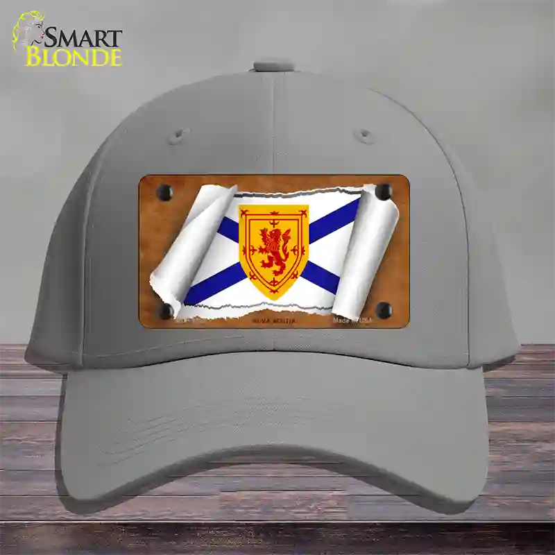 Nova Scotia Flag Scroll Novelty License Plate Hat Cotton / Gray