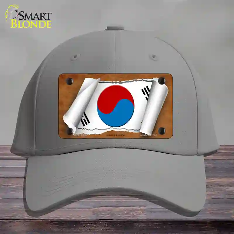 South Korea Flag Scroll Novelty License Plate Hat Cotton / Gray