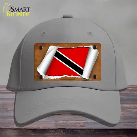 Trinidad & Tobago Flag Scroll Novelty License Plate Hat Cotton / Gray