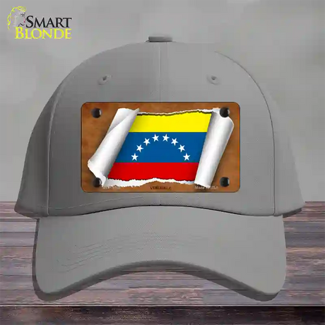 Venezuela Flag Scroll Novelty License Plate Hat Cotton / Gray