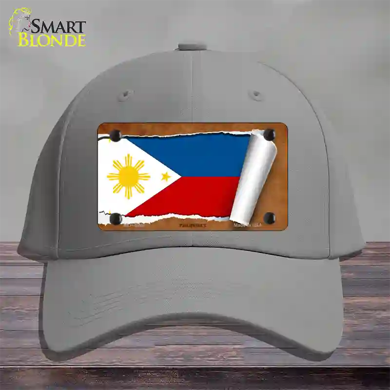 Philippines Flag Scroll Novelty License Plate Hat Cotton / Gray