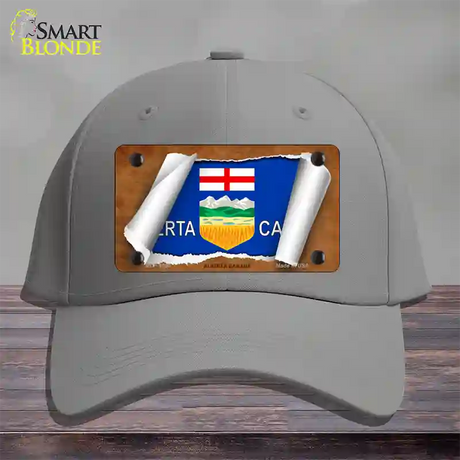 Alberta Canada Flag Scroll Novelty License Plate Hat Cotton / Gray