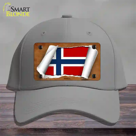 Norway Flag Scroll Novelty License Plate Hat Cotton / Gray