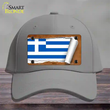 Greece Flag Scroll Novelty License Plate Hat Cotton / Gray