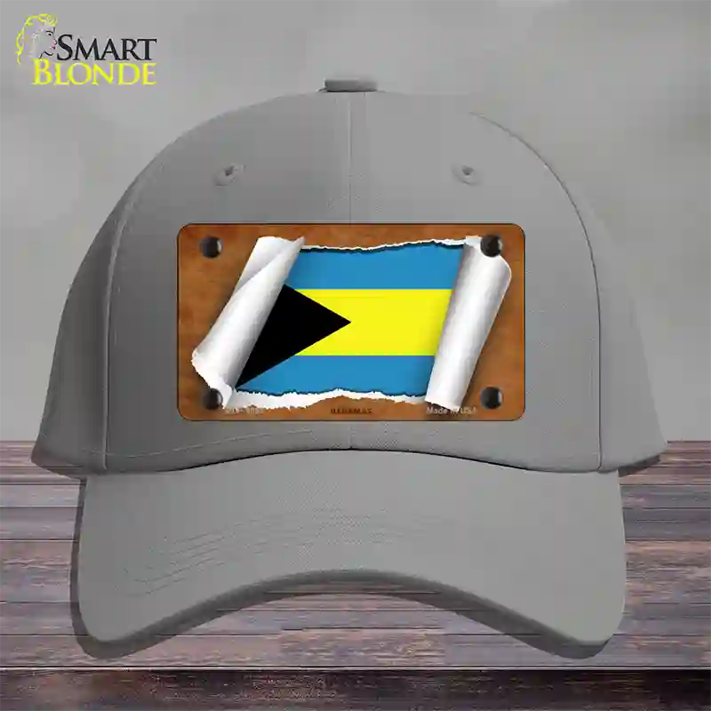 Bahamas Flag Scroll Novelty License Plate Hat Cotton / Gray