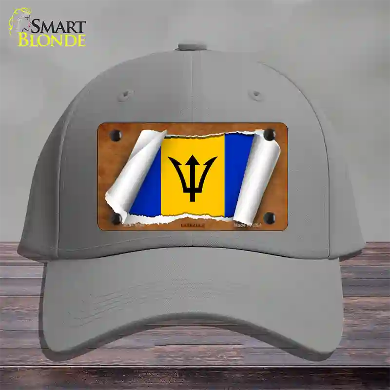 Barbados Flag Scroll Novelty License Plate Hat Cotton / Gray