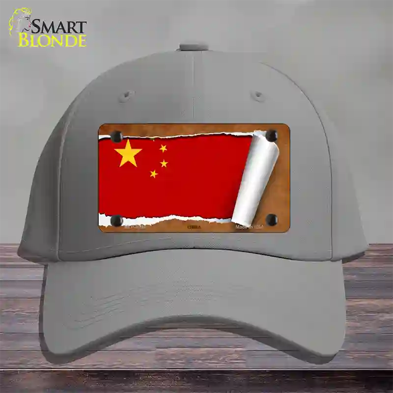 China Flag Scroll Novelty License Plate Hat Cotton / Gray