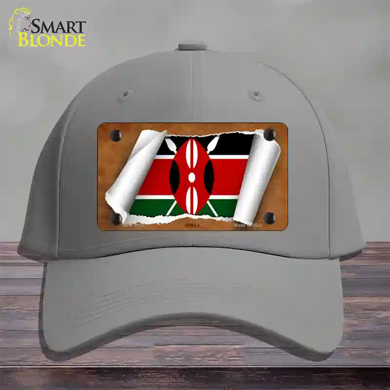 Kenya Flag Scroll Novelty License Plate Hat Cotton / Gray