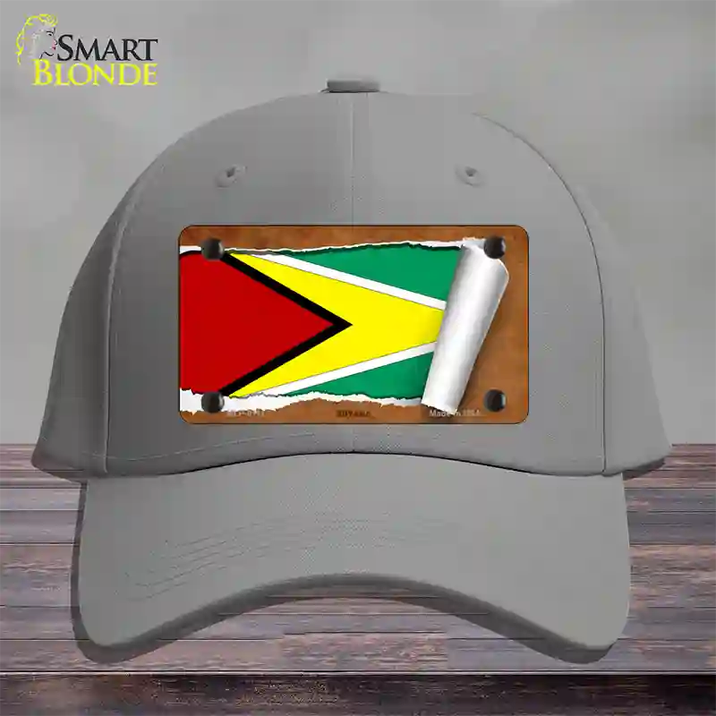 Guyana Flag Scroll Novelty License Plate Hat Cotton / Gray