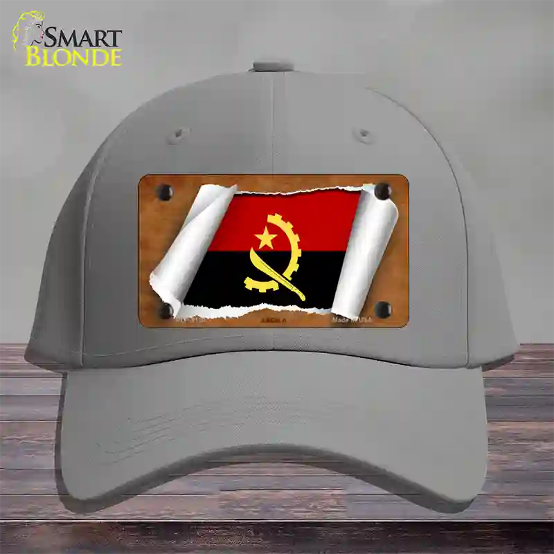 Angola Flag Scroll Novelty License Plate Hat Cotton / Gray