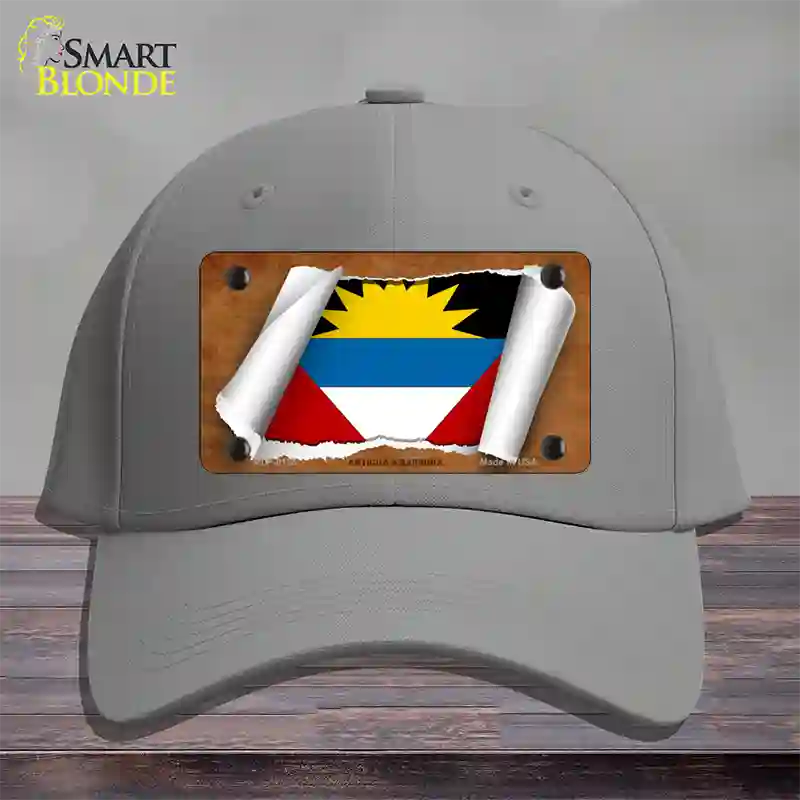 Antigua & Barbuda Flag Scroll Novelty License Plate Hat Cotton / Gray