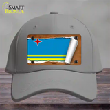 Aruba Flag Scroll Novelty License Plate Hat Cotton / Gray