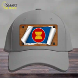 Asean Flag Scroll Novelty License Plate Hat Cotton / Gray