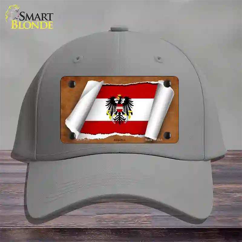 Austria Flag Scroll Novelty License Plate Hat Cotton / Gray