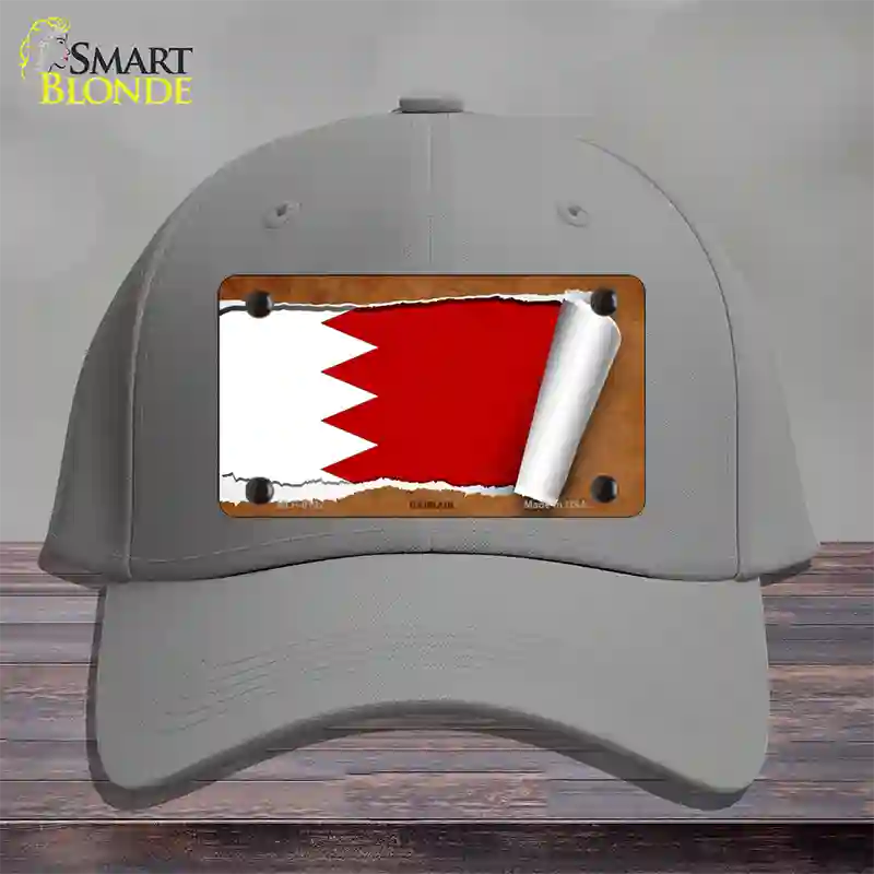 Bahrain Flag Scroll Novelty License Plate Hat Cotton / Gray