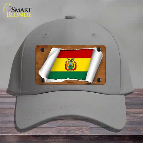 Bolivia Flag Scroll Novelty License Plate Hat Cotton / Gray