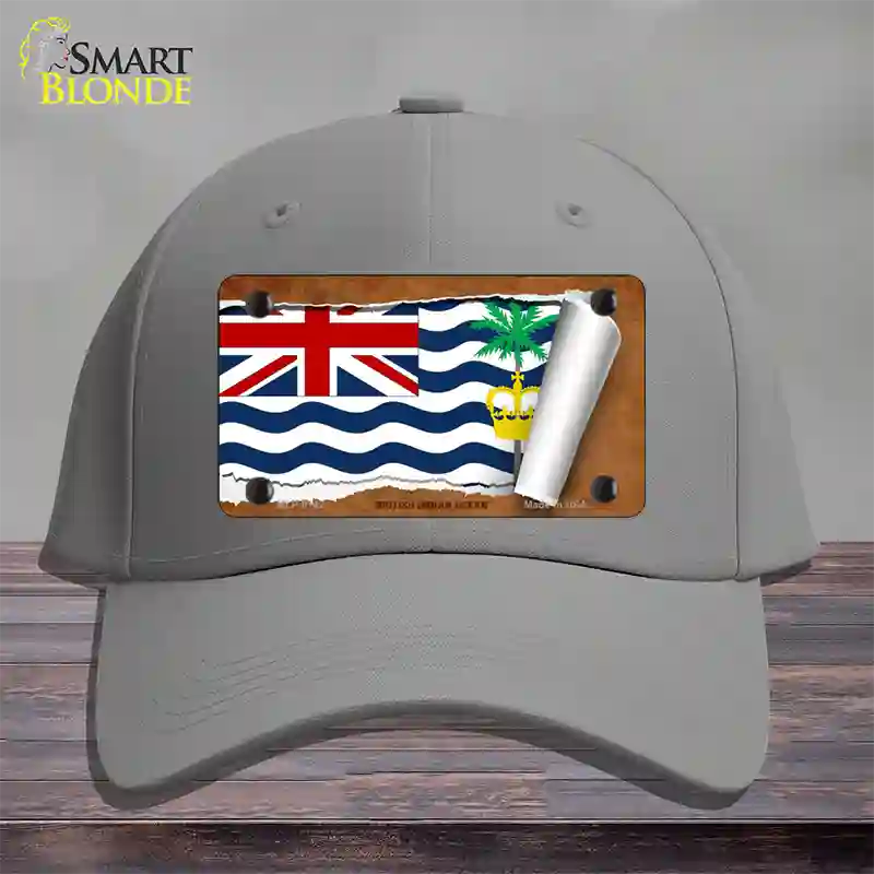 British Indian Ocean Flag Scroll Novelty License Plate Hat Cotton / Gray