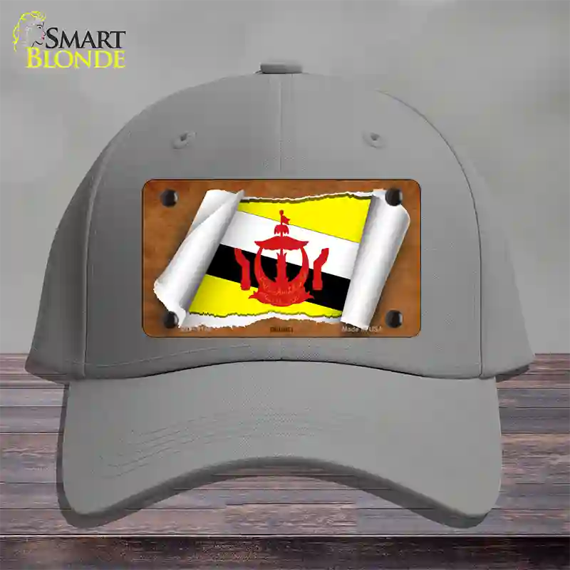 Brunei Flag Scroll Novelty License Plate Hat Cotton / Gray